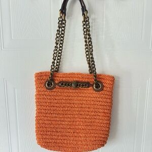 Kurt Geiger Orange Woven Tote Bag
